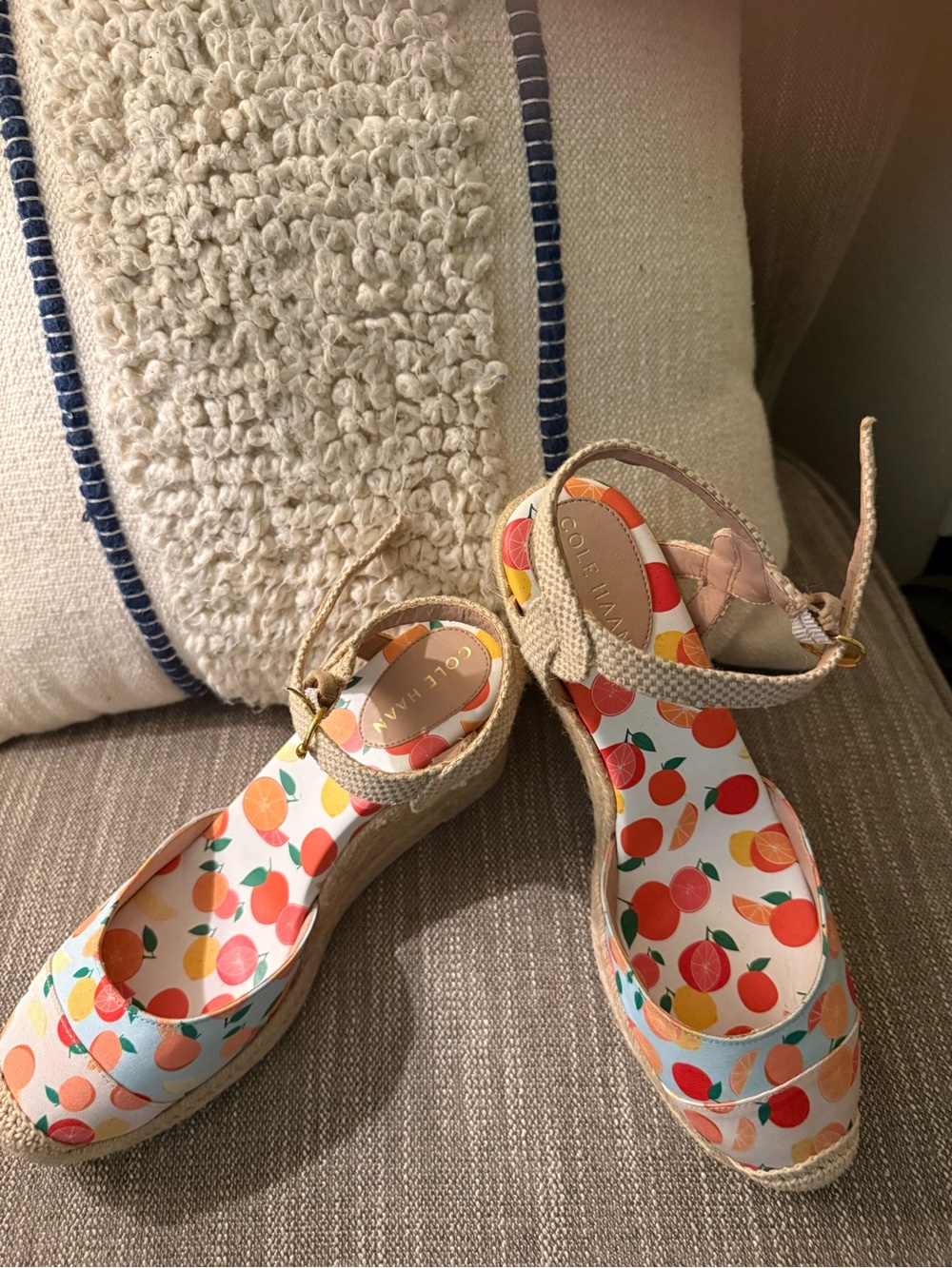 Cole Haan Multicolor Citrus Print Espadrille Wedge Sandals